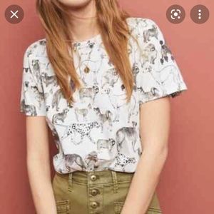 Anthro 39/52 Conversations Dog Tee EUC